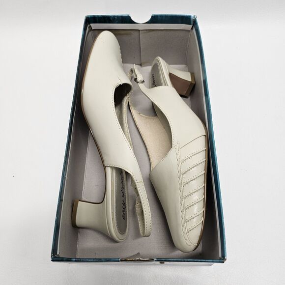 Easy Street Slingback Shoes Sz 8W | Bone Stretch Low Heel Closed Toe Comfort - Picture 11 of 12